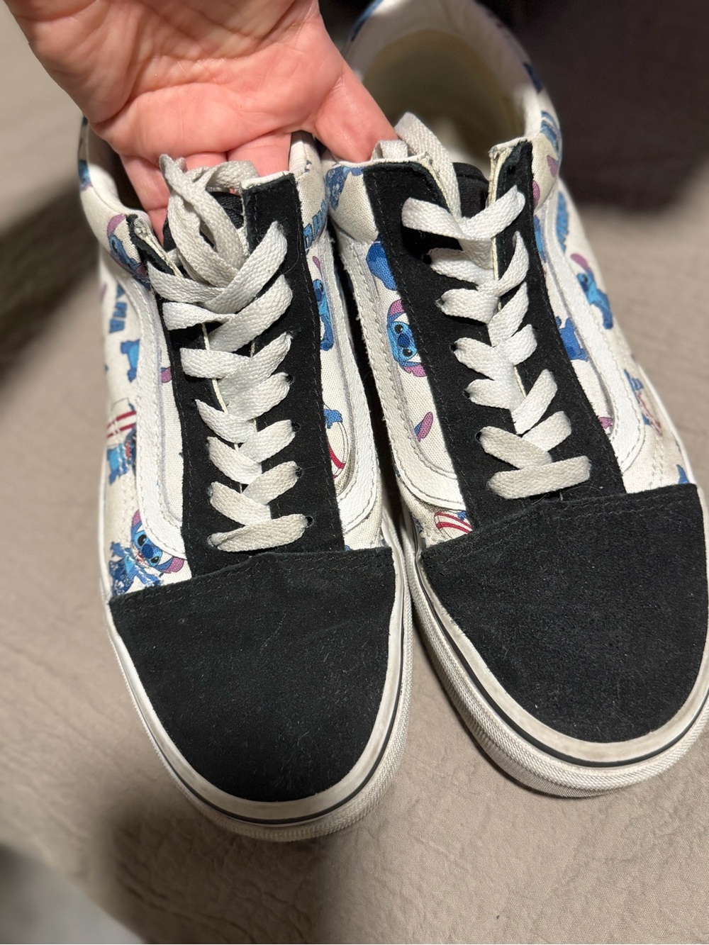 Disney White and Black Sneakers with Blue Character Print